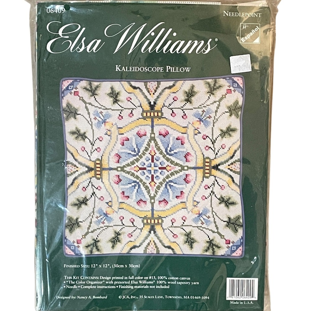 Elsa Williams Kaleidoscope Pillow Needlepoint Kit 06409 Nancy Bombard 12x12 Wool